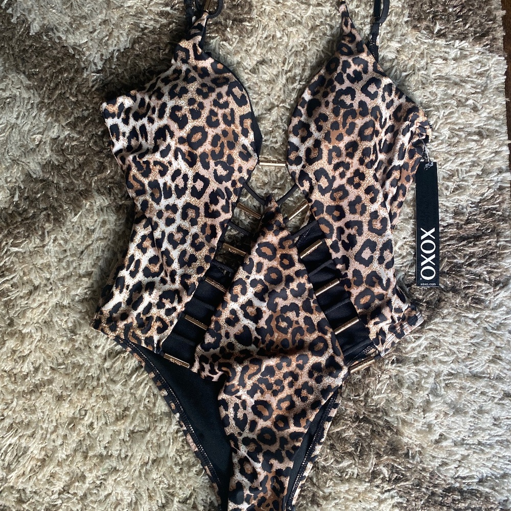 XOXO Leopard & Gold Cut Out Swim